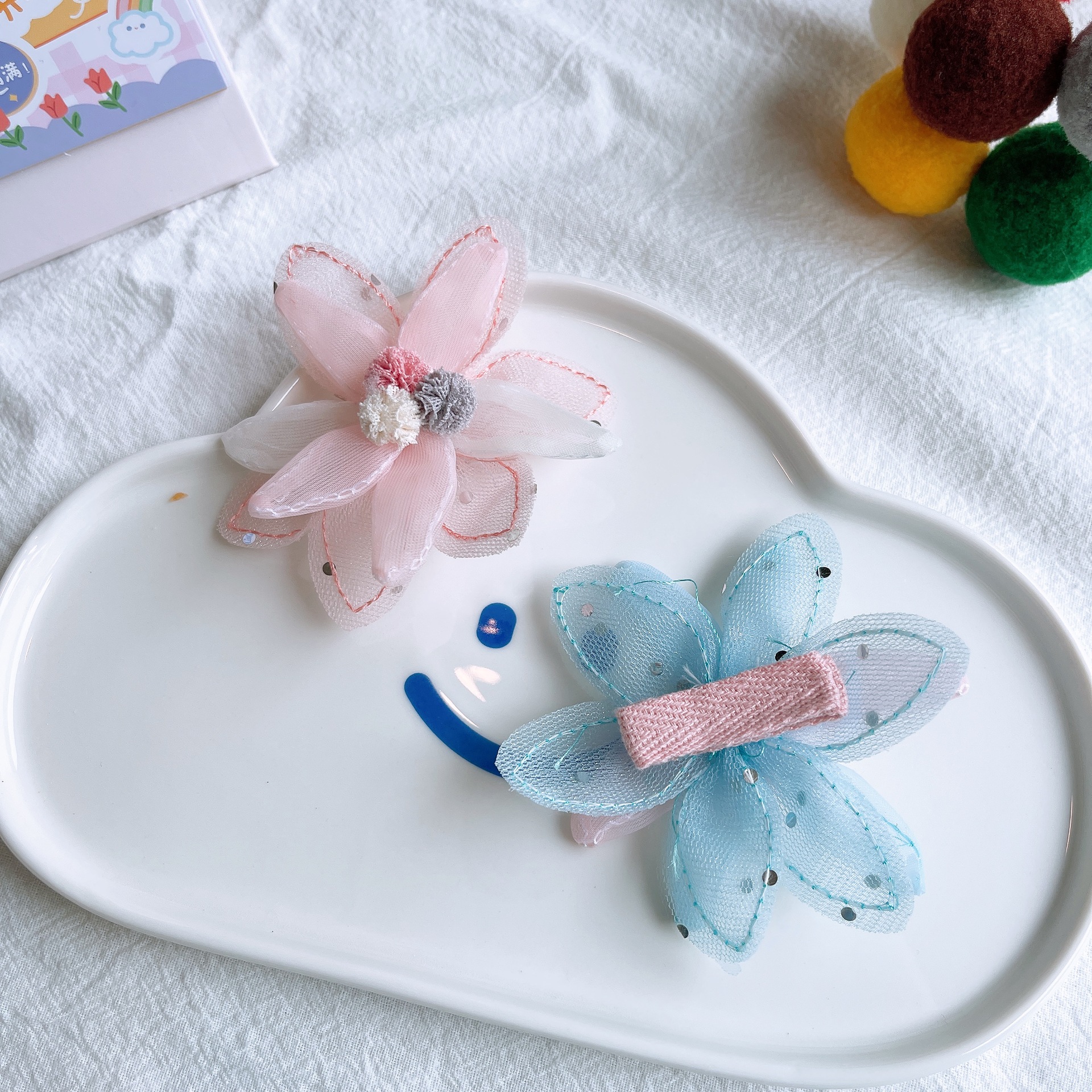 Mesh Three-Dimensional Hairball Flowers Sweet Hair Accessories Girl Hair Cute Ponytail High Stretch Korean Hairpin Hair Rope details Picture