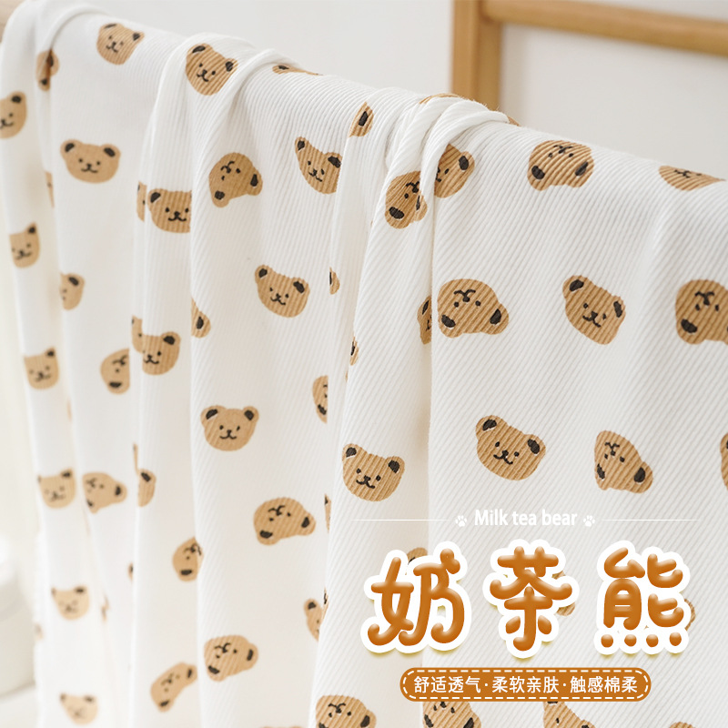 碎花上衣面料 日韩小清新碎花短款t恤服装面料 坑条罗纹碎花布料详情2