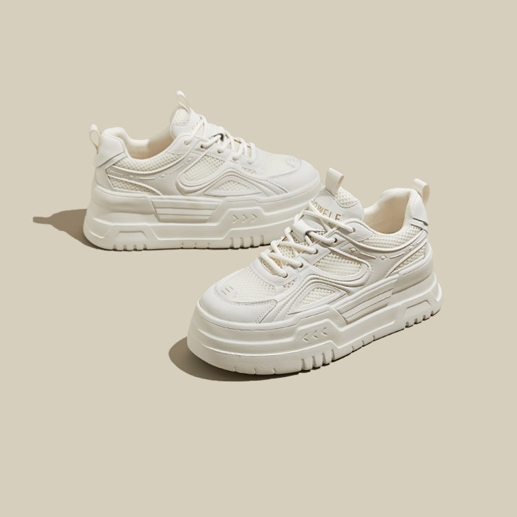 Small Women's Shoes Leather Thick Soled Small White Shoes Women 2024 Summer New Breathable Mesh Surface All-Match Elevating Board Shoes Application Scenario