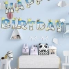 New cross-border pink and blue crown "HAPPY BIRTHDAY" flag birthday party decoration background arrangement Specification image