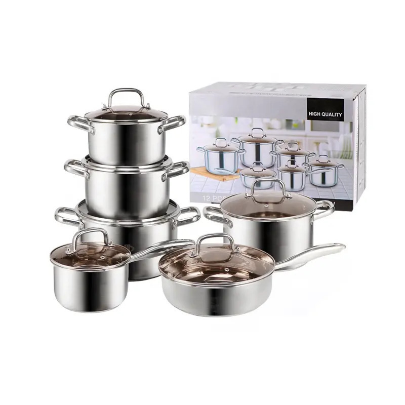 Foreign Trade Stainless Steel 12 Pots Commercial Household Kitchen Pot Pot Set Cross-Border Pots Kitchenware Wholesale Application Scenario