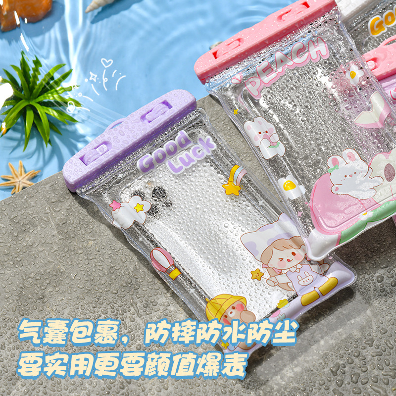 Customized LOGO cartoon lanyard phone waterproof bag, beach swimming touch screen phone diving case airbag waterproof bag details Picture