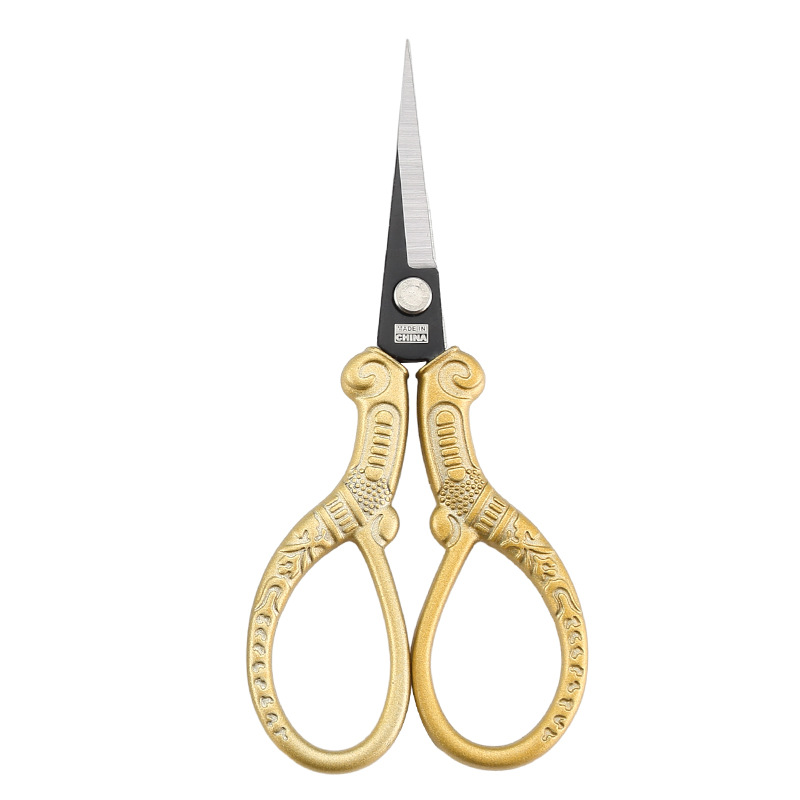 Stainless steel black-edge retro craftsmanship small phoenix scissors, ultra-sharp and thin tea bag scissors, office and household cross-shaped embroidered small scissors Item Picture