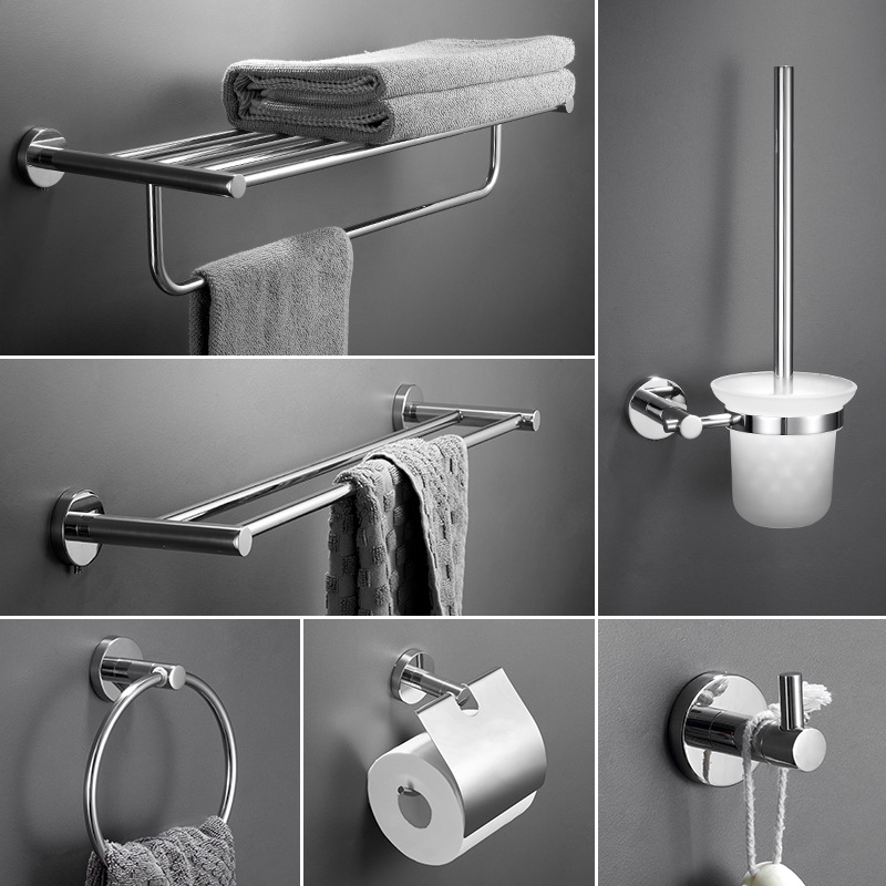 304 stainless steel towel rack, bath towel rack, wall-mounted bathroom, bathroom storage rack, bathroom hardware hanging set details Picture