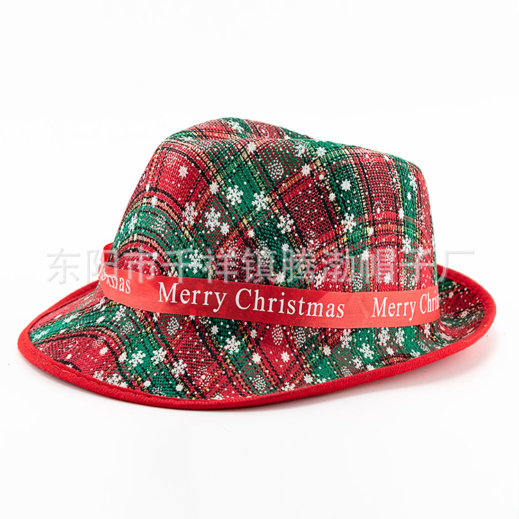 圣诞节系列 EVA复合 方格礼帽 节日 新年狂欢  派对帽