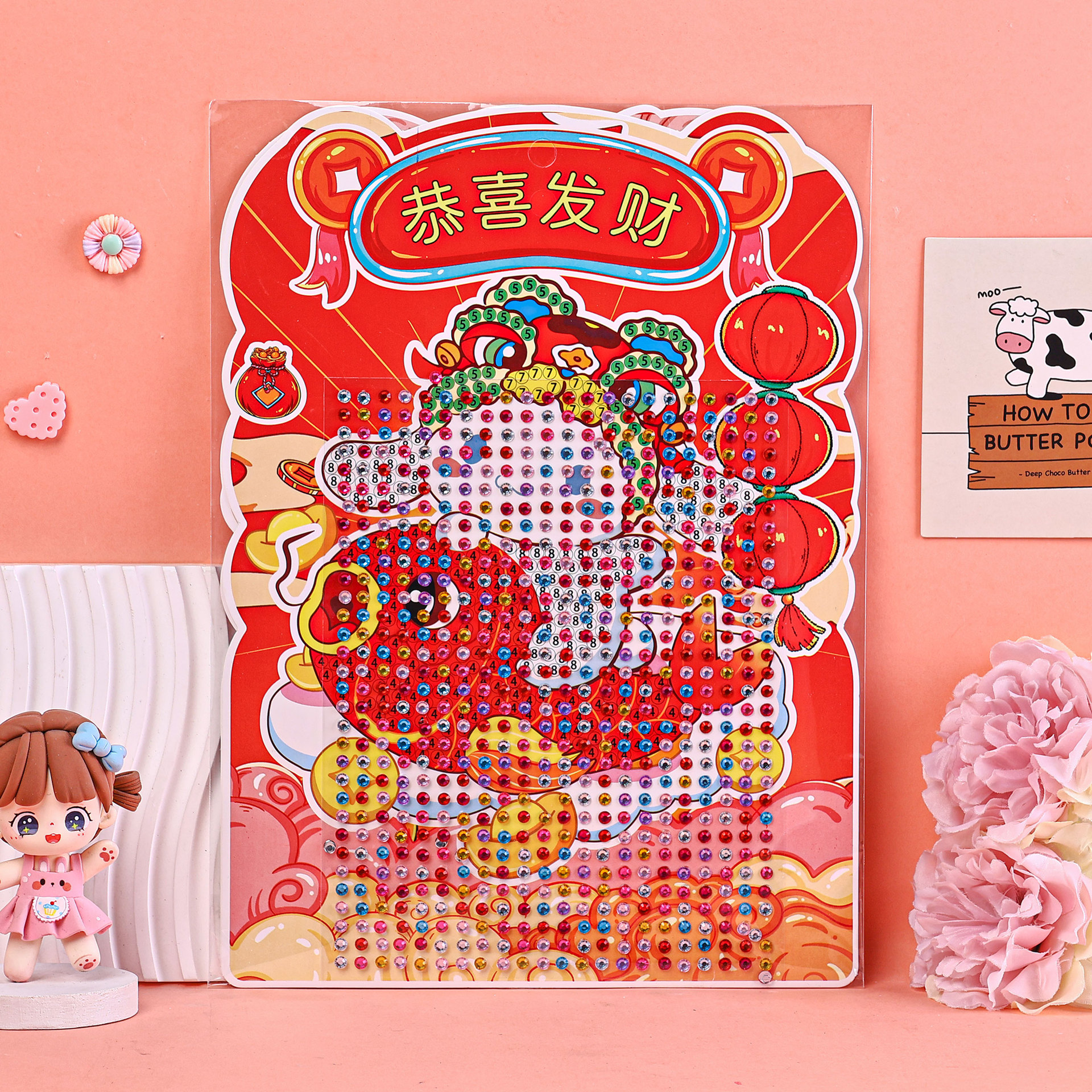 2024 New Year's Diamond Sticker Diy Sanrio Series Acrylic Sticker For Children Cartoon Shining Gem Sticker