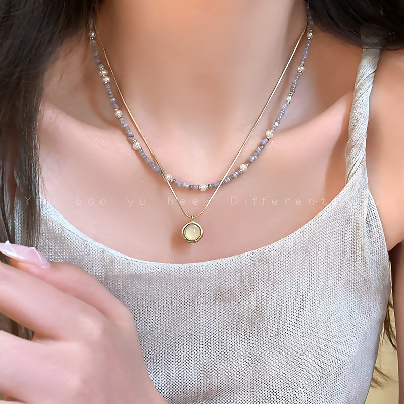 新款轻奢小众高级感锁骨链24k精致百搭天然石珍珠叠戴项链饰品女详情8