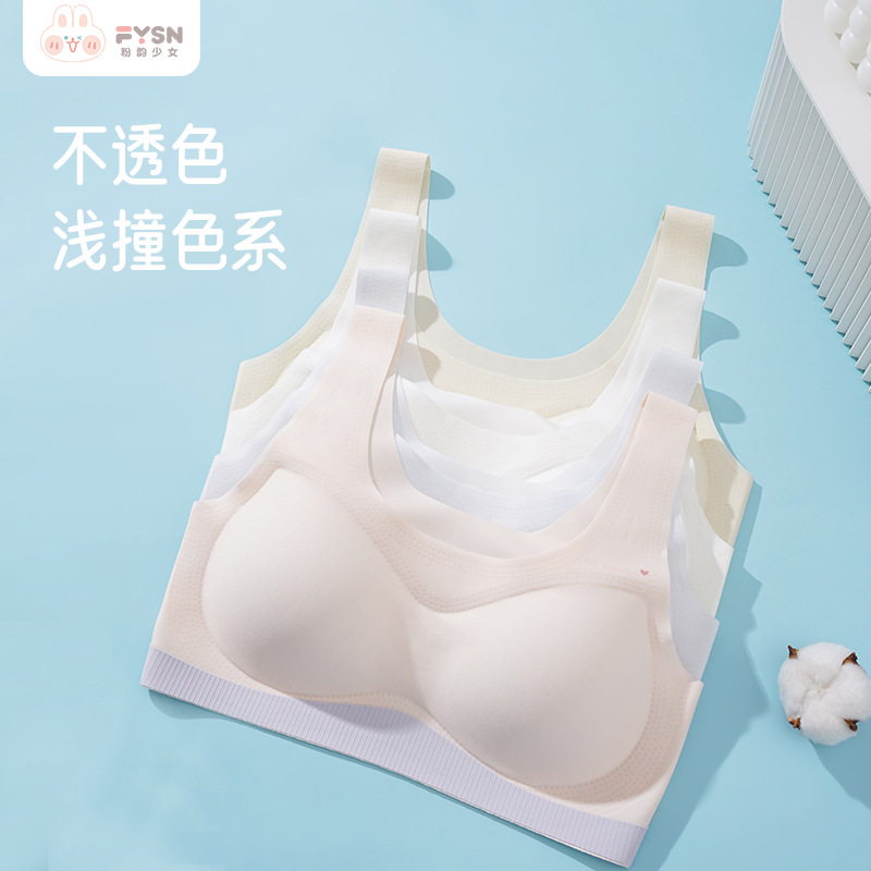 Pink Rhyme Girl 2023 Second Stage Of Growth Underwear Without Underwire Semi-Fixed Cup Seamless Fitting Girl Bra details Picture