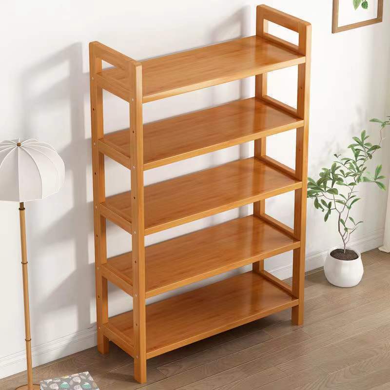 Bamboo simple bookshelf, floor-standing children's living room multi-layer storage rack, solid wood student storage and book cabinet on the desktop Application Scenario