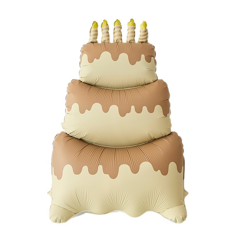 Birthday cake cartoon aluminum film three-dimensional balloon decoration for boys and girls birthday atmosphere props, photo decoration supplies Item Picture