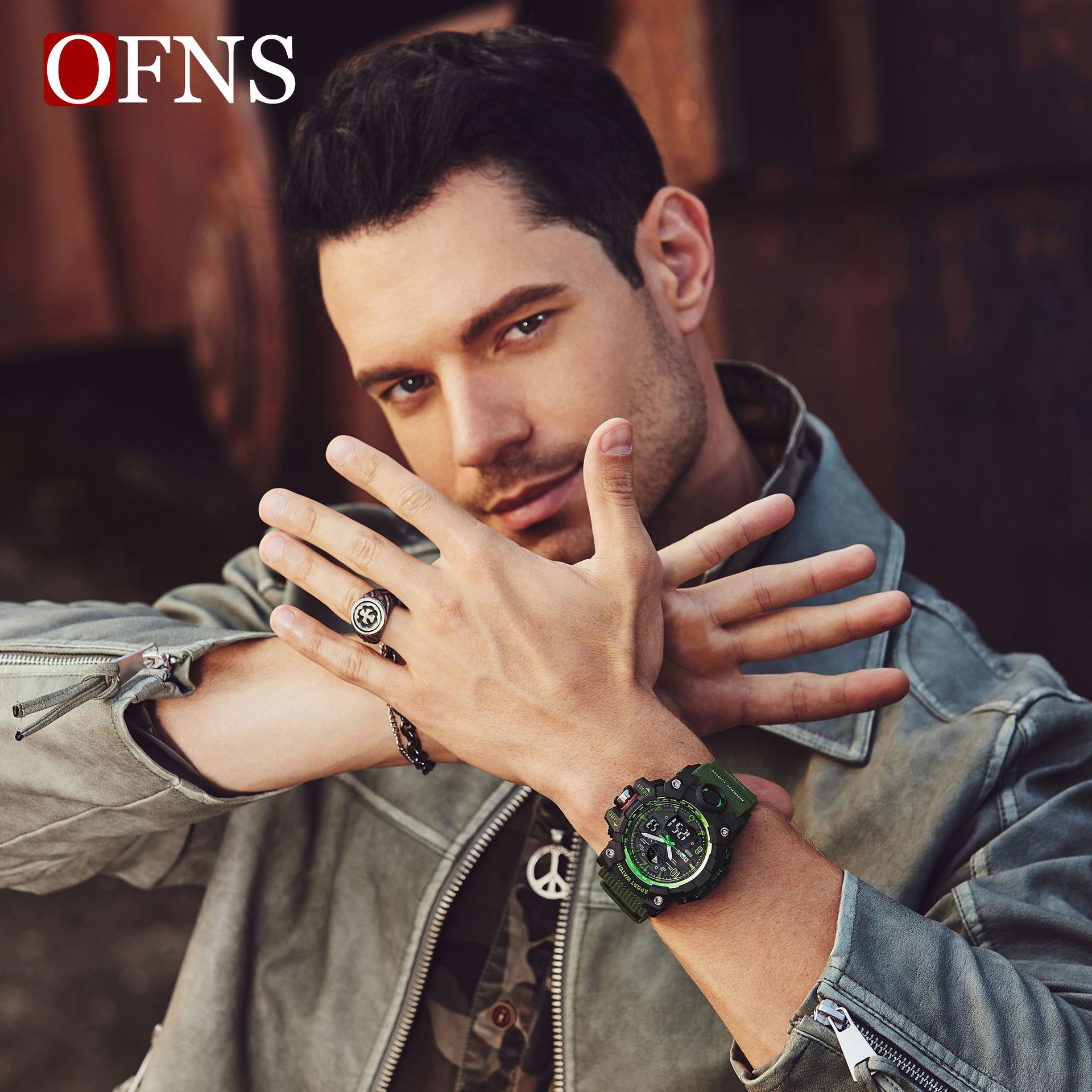 Oufani Time Hot Outdoor Sports Watch Waterproof Timekeeping Student Alarm Clock Watch Korean Version Fashion Men's Electronic Watch details Picture