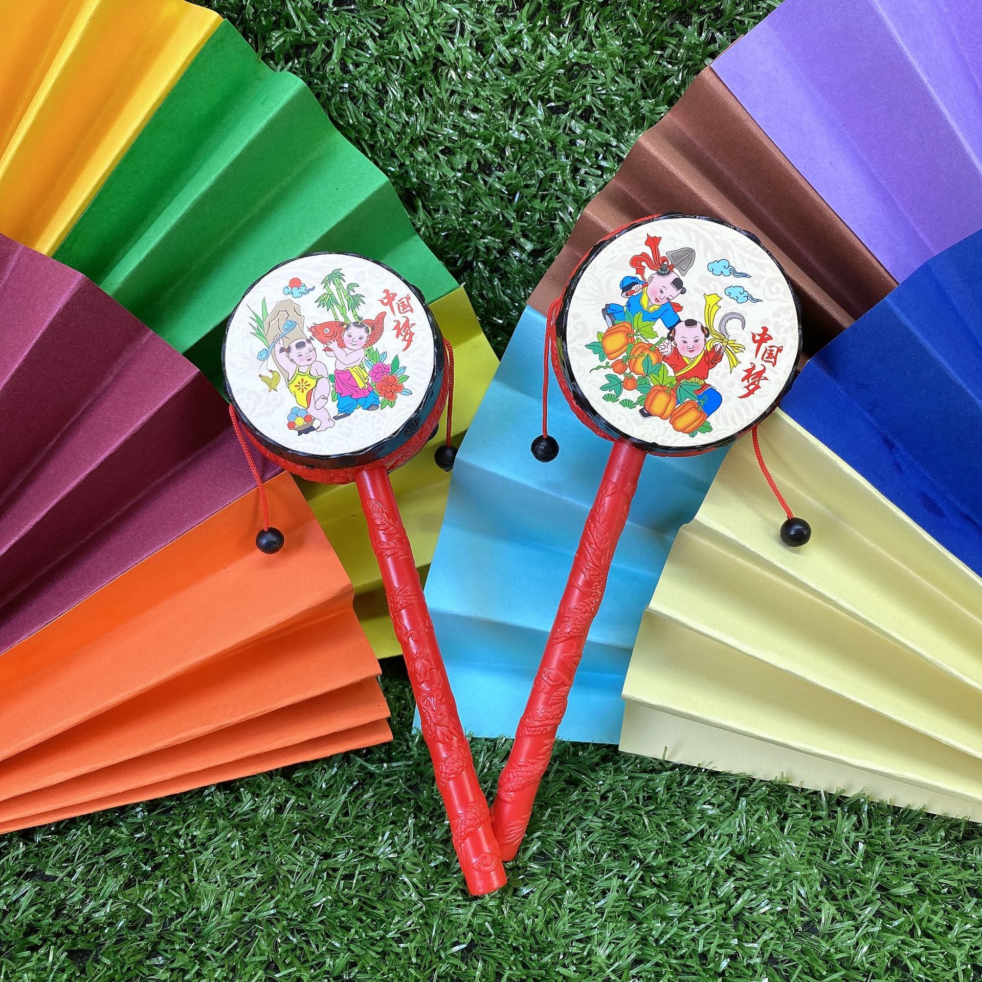 拨浪鼓 童年玩具 中国风拨浪鼓 摇摇鼓 儿童玩具乐器 儿童小玩具