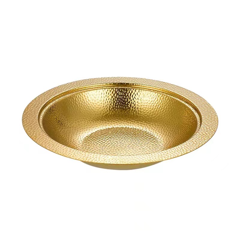 Stainless Steel Hammer Plate Stockpot Anti-Stick Deepening Crayfish Basin Dry Pot Gold Plated Snow Fresh Pot Item Picture