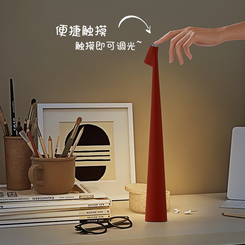 Cross-border led desktop desk lamp, aluminum material, creative and personalized atmosphere light for restaurants, rechargeable touch dimming decorative eye-protecting light Specification drawing