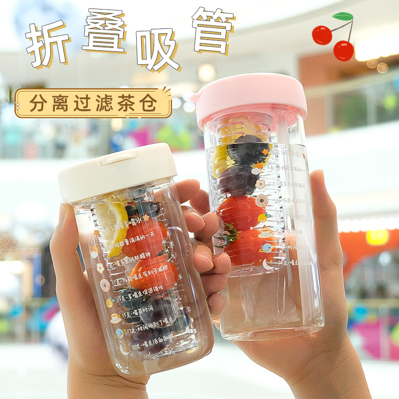 吸管杯玻璃杯ins风透明耐高温水杯果汁饮料创意高颜值花茶杯定制