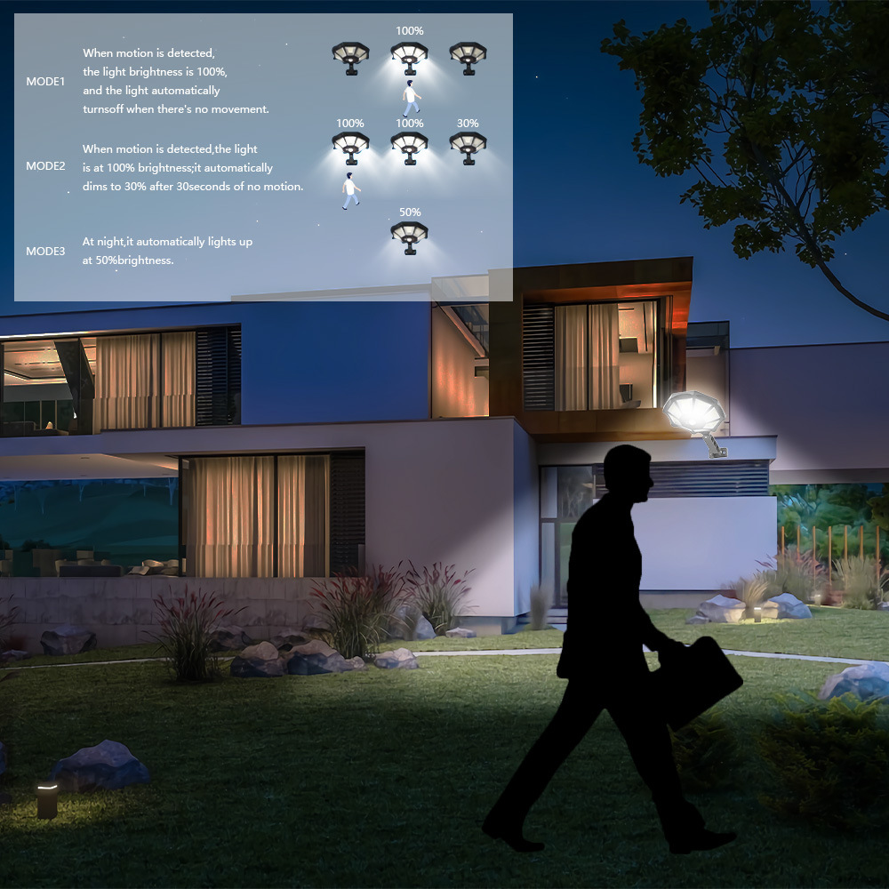 Luz de calle solar sensor infrarrojo panel solar sensor humano luz de patio a prueba de agua al aire libre lámpara de pared de jardín pic 2