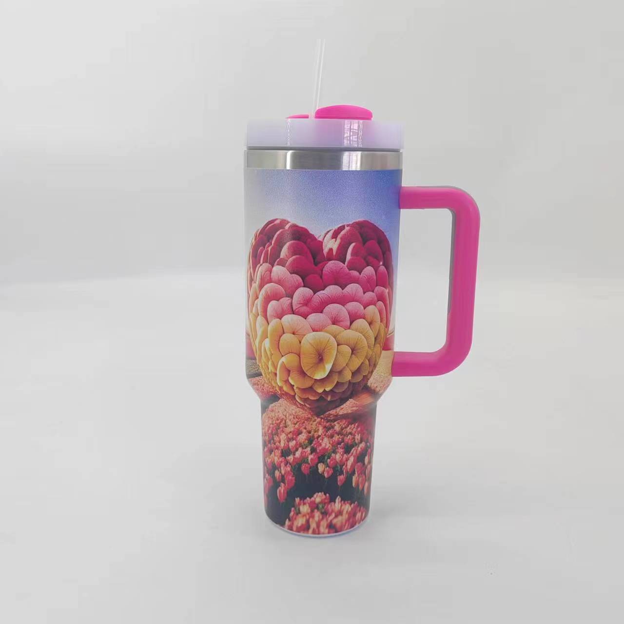 Cross-border colorful insulated cup, Valentine's Day Ice King Cup, handle cup, give your girlfriend handle cup, insulated cup, large capacity in stock details Picture