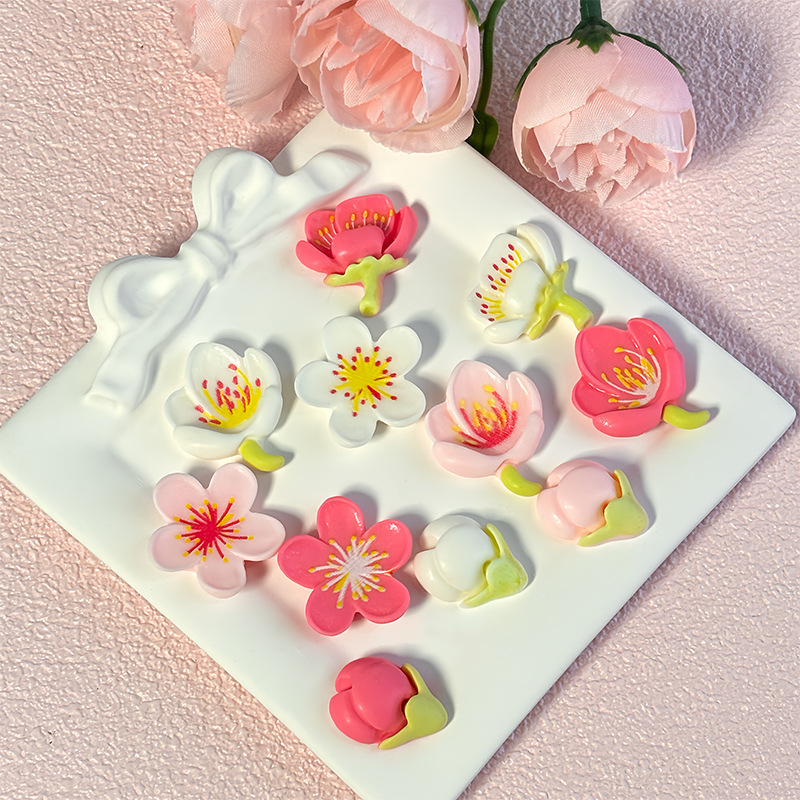 New red cherry blossom-themed resin small accessories, cream glue, diy handcrafted materials for making phone cases, accessories and hair clips pic 8