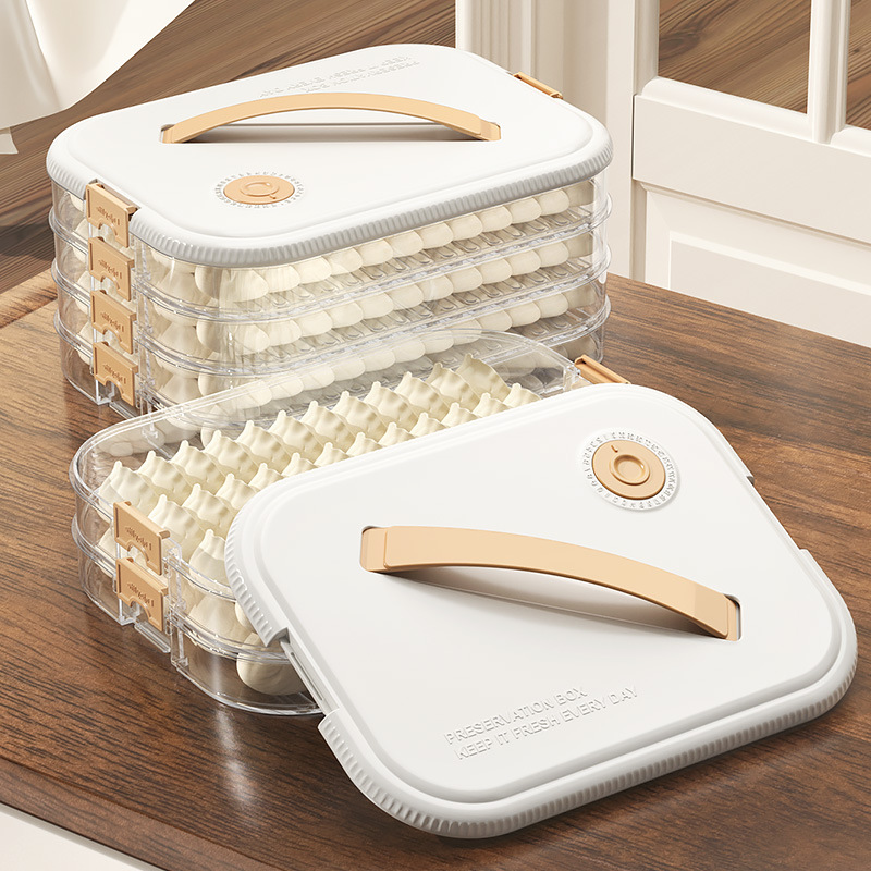 Large Capacity Dumpling Box Household Food Grade Refrigerator Frozen Storage Box Sealed Plastic Wonton Dumpling Frozen Box details Picture