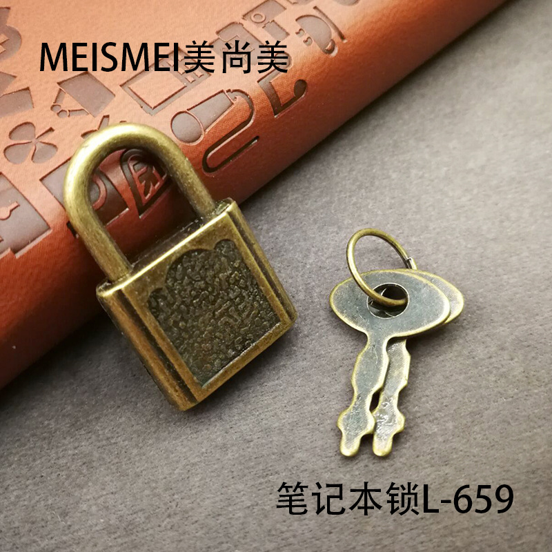 迷你小锁仿古小锁头中式做旧箱挂锁复古镀铜锁老式古代钥匙锁白色详情图2