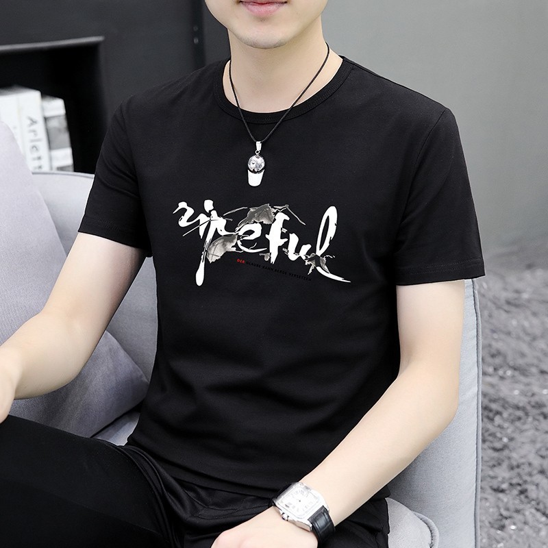 The 2025 summer new short-sleeved men's printed trendy and versatile thin and casual half-sleeved men's undershirt for young people Application Scenario