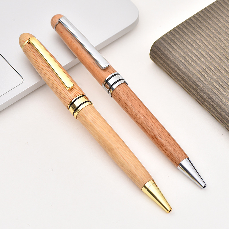 Supply Of Office Supplies Student Ballpoint Pen Business Bamboo Wood Rotary Oil Signature Pen Advertising Gifts Writing Pen details Picture