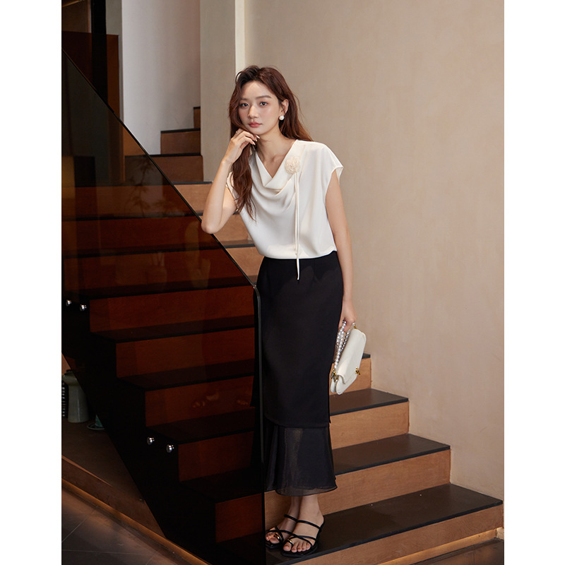 Qifan French elegant shirt women's summer women's top, high-end summer style, versatile short-sleeved shirt 82651 details Picture