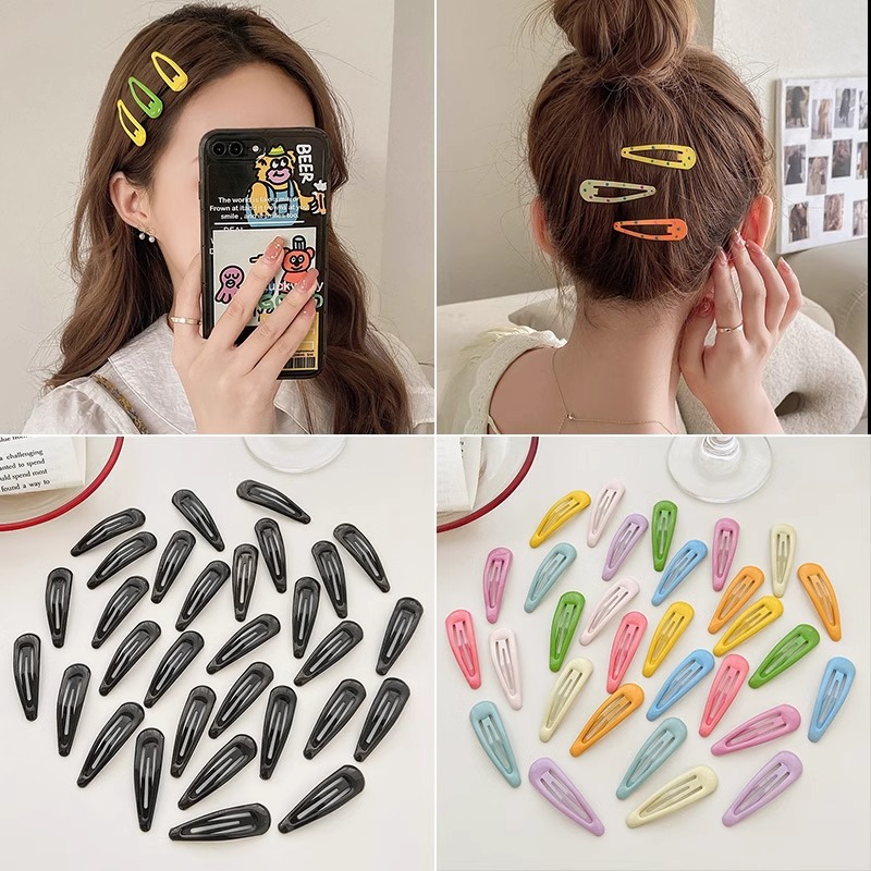 Simple oil-dripping BB clip, versatile color children's hair won't hurt, side bangs clip, candy-colored cute broken hair clip for women details Picture