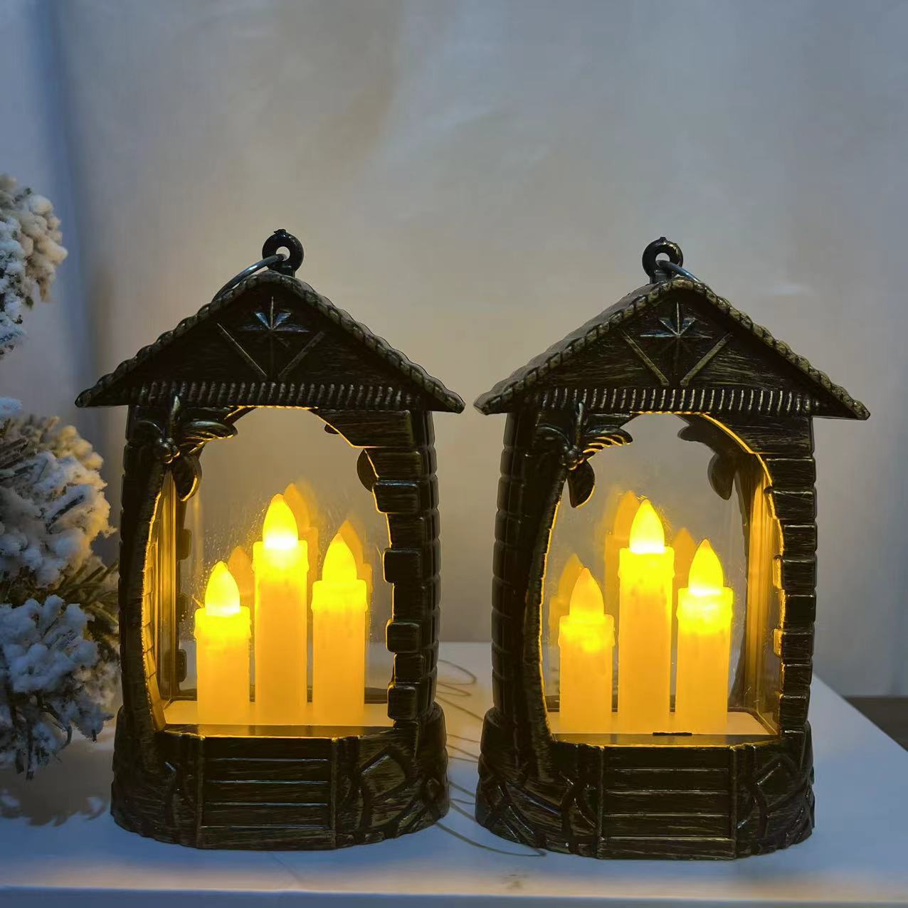 Christmas Ornaments Santa Claus Glow House Atmosphere Nightlight Tabletop Ornaments details Picture