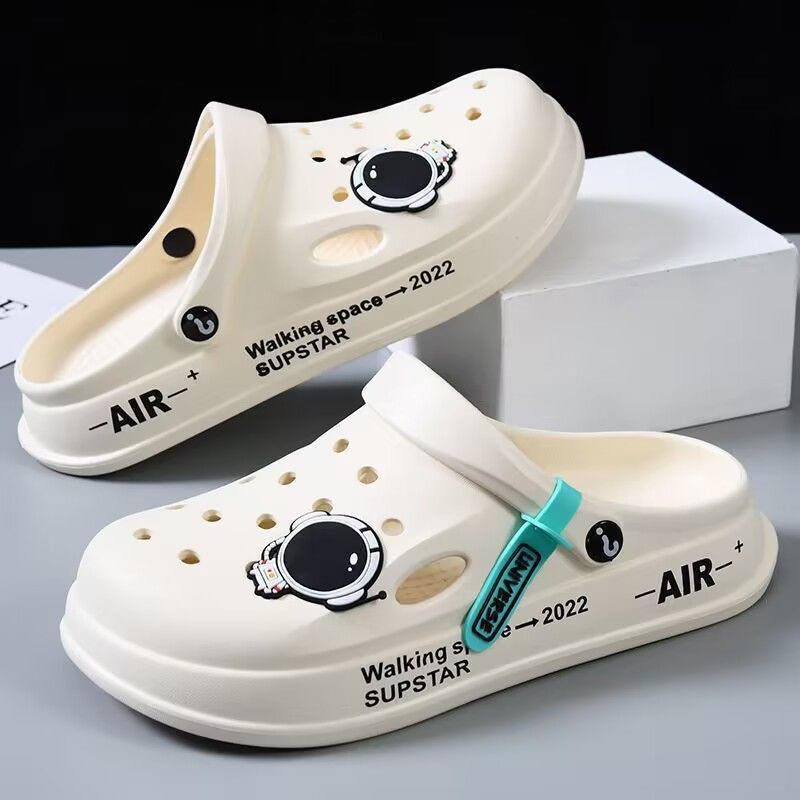 Crocs Men's Soft-Soled Soft-Soled Slippers Baotou Sandals Non-Slip Wear-Resistant Beach Shoes Summer Couple Slippers Outside Wearing Women full figure