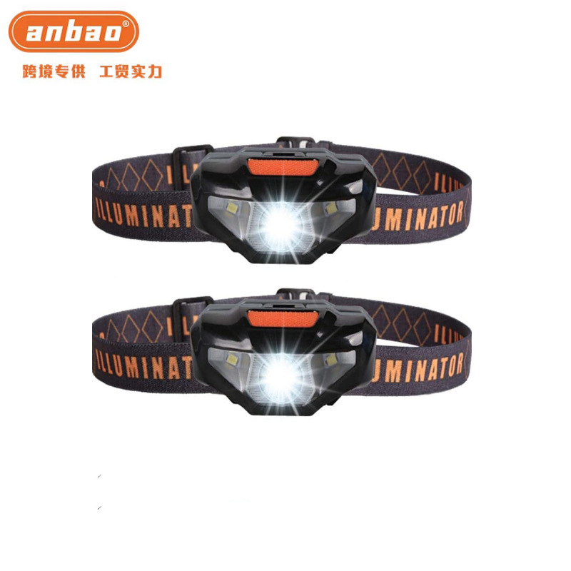 Export-exclusive LED strong bald head lamp, battery-powered head-mounted zoom sensor headlamp, outdoor adventure and camping flashlight