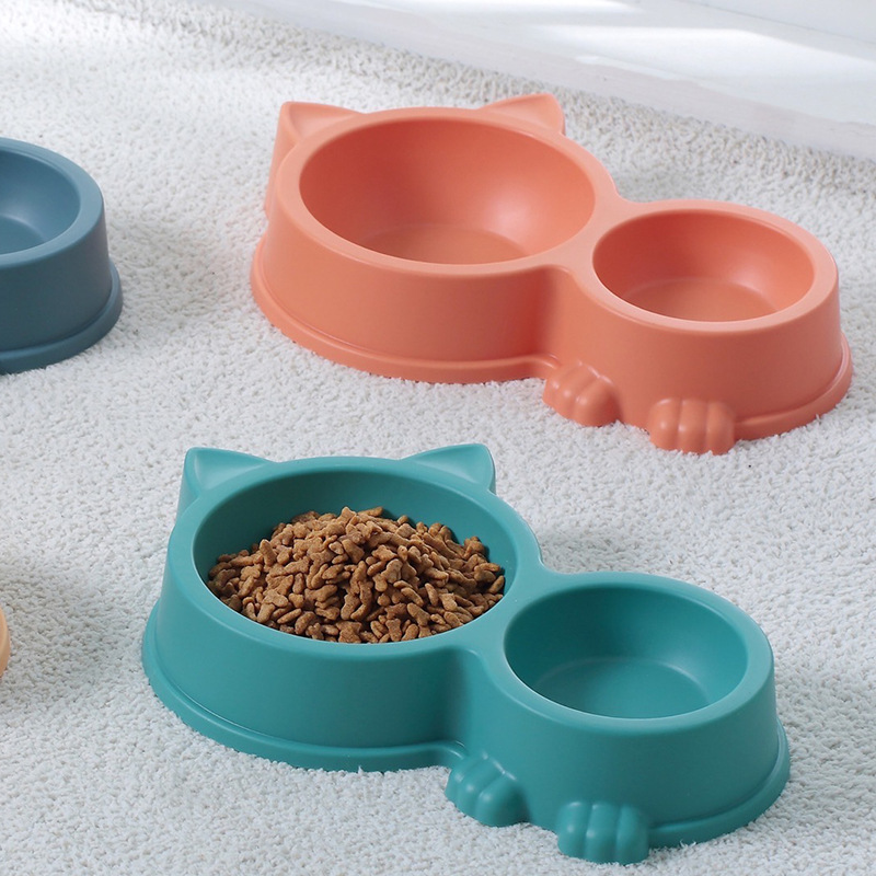 Customized Pet Supplies Pet Bowl Bowl Cute Cat And Dog Bowl Sub-Grid Solid Color Bowl Spot Multi-Color Mixed Cat And Dog Food Bowl details Picture