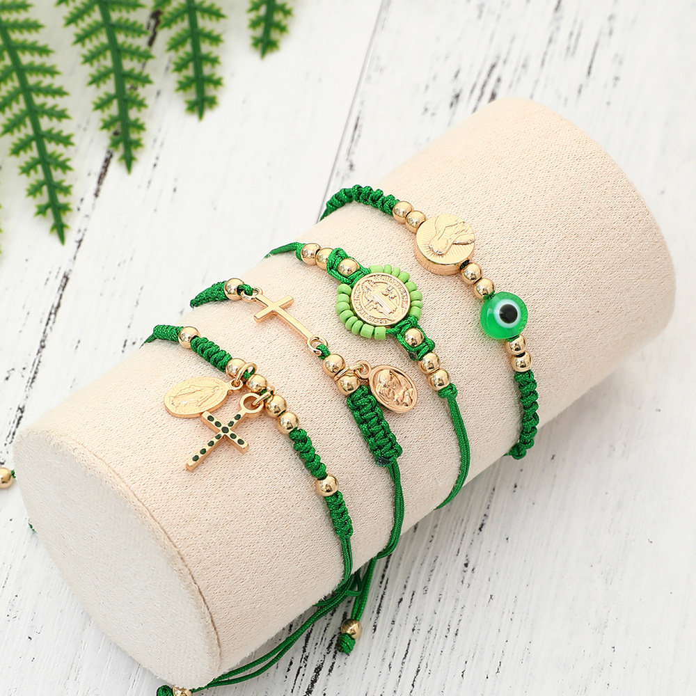 Europe And The United States Cross-Border Foreign Trade New Sales Of Bohemian Style Retro Portrait Bracelet Cross Beaded Ccb Woven Fashion Set Bracelet For Men And Women Couples Gift Manufacturers Wholesale details Picture