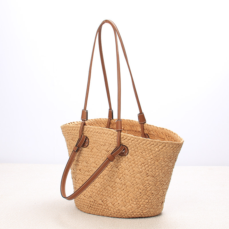 Straw woven bags, women's summer bags, large-capacity woven tote bags, handbags, beach vacation bags, women's bags, trendy Specification image