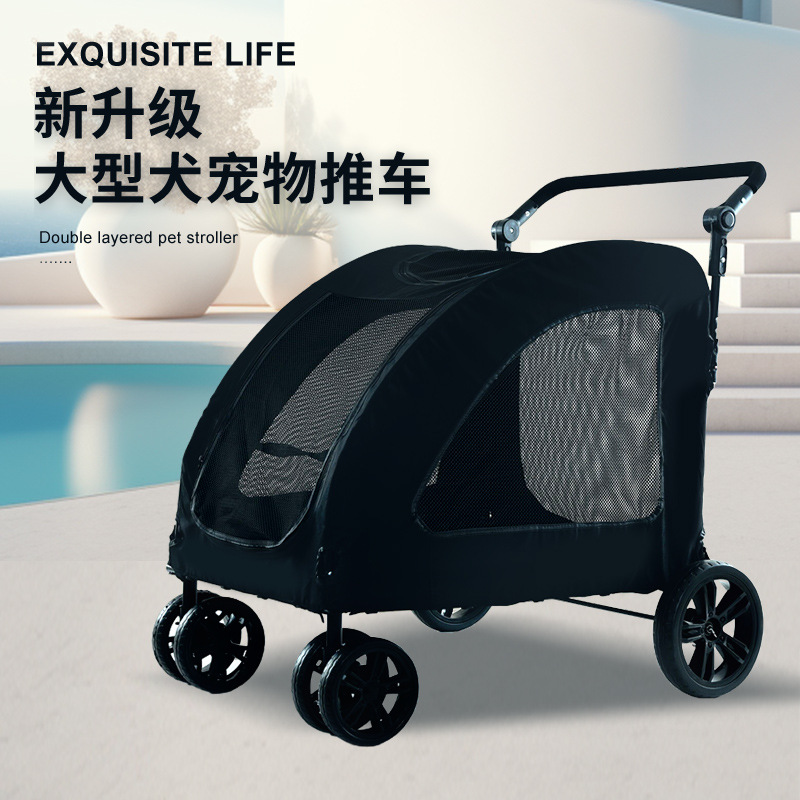 跨境批发中大型犬外出手推车宠物推车金毛巨型犬 可只叠  狗辅助车