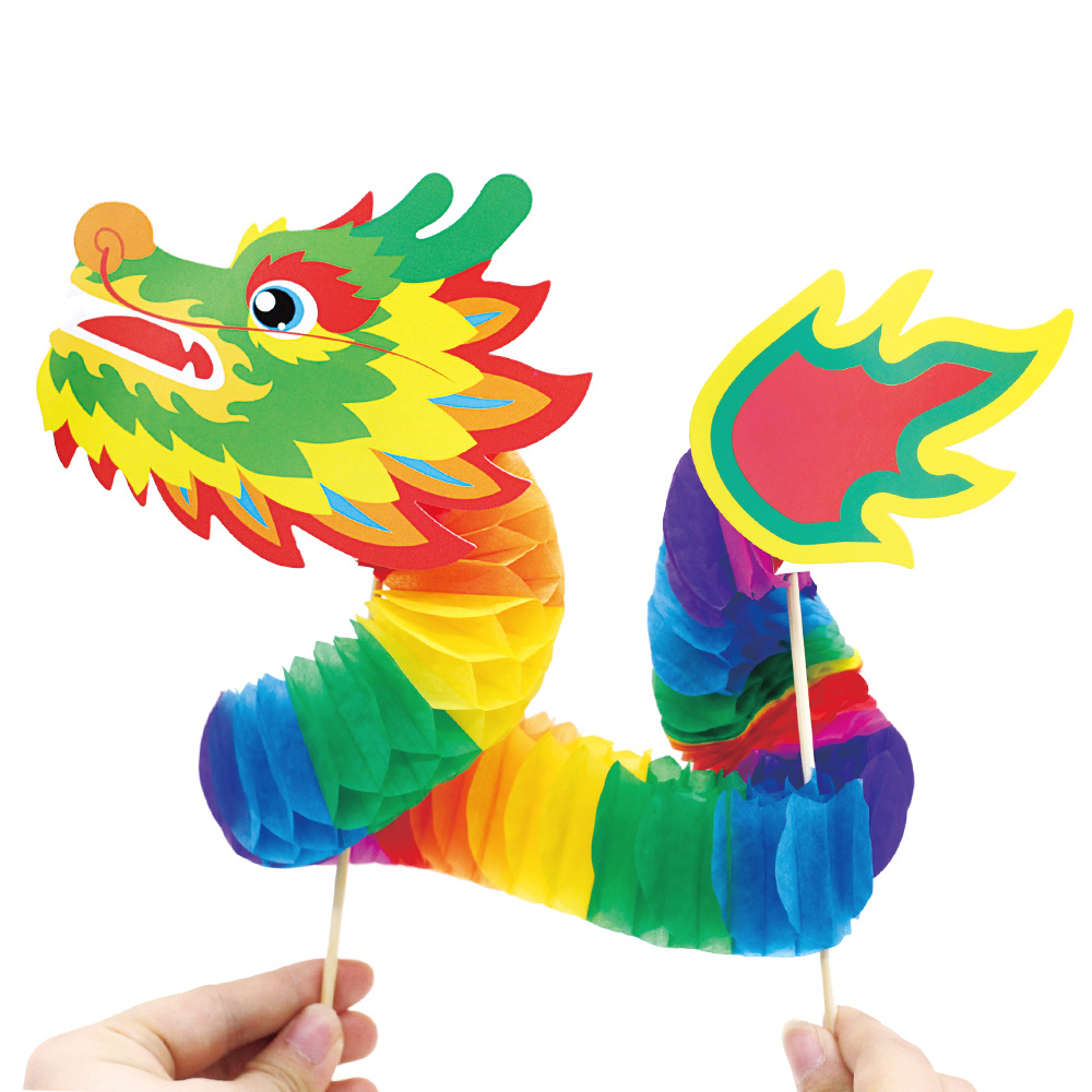 Dragon Dance latte art children's diy handicraft material package, Flip Dragon Kindergarten National Trend toy Item Picture