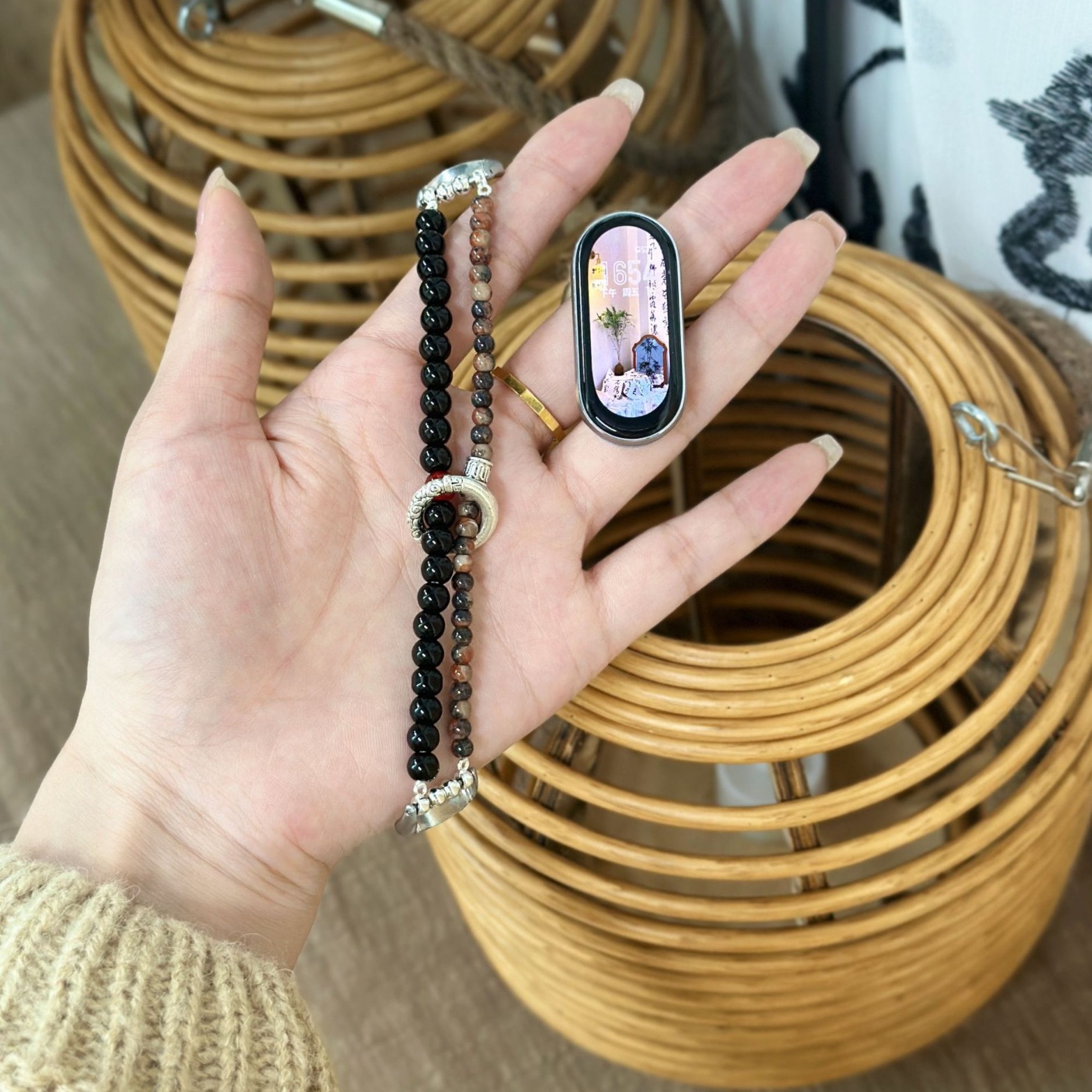 适用小米手环8表带9代串珠手绳国潮小米7/6/5/4/3NFC国风小米表带