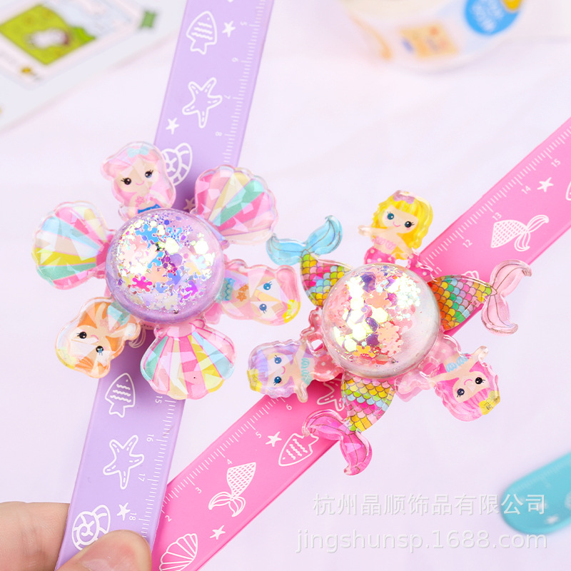 Children Quicksand Patter Circle Into Oil Rotating Bracelet Cartoon Bracelet Mermaid Pat Circle Toy Kindergarten Gift details Picture