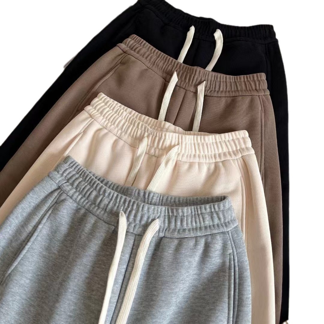 加绒裤妈妈直筒/女裤女高腰休闲/卫裤女秋款/裤子/卡通睡裤白底实物图