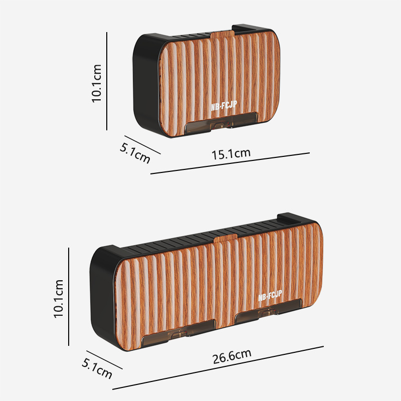 Chinese-style wood grain flip-top draining soap box, wall-mounted non-drilling storage rack, household bathroom flip-top soap Item Picture