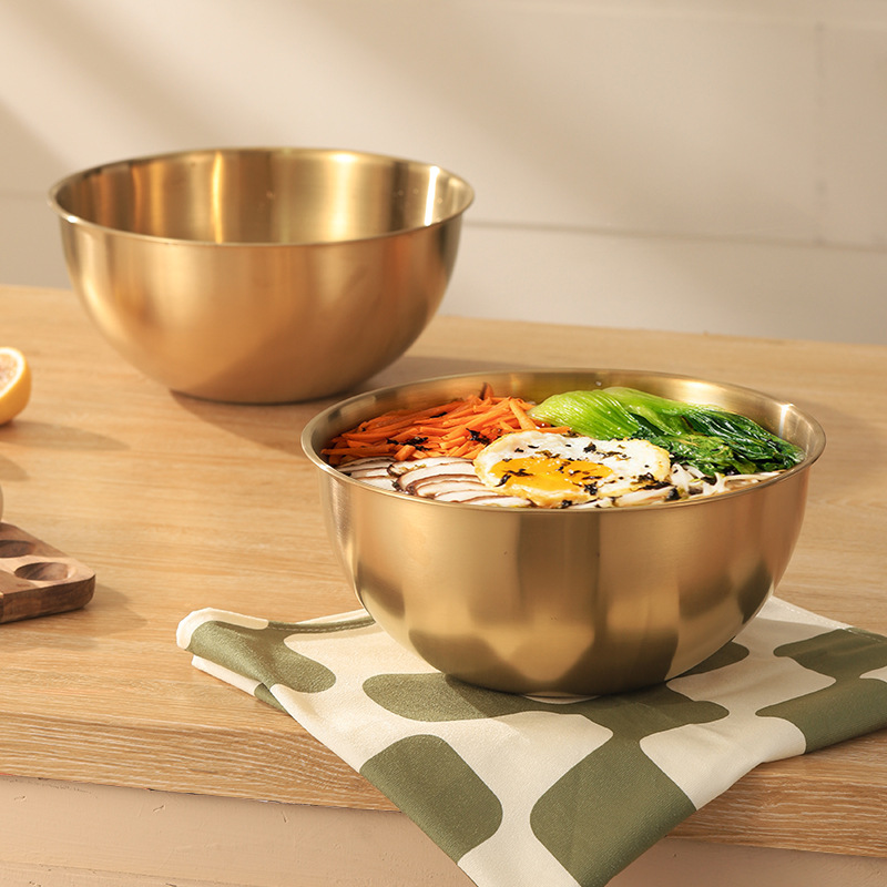 304 stainless steel Korean cooking basin, household graduated basin, thickened mixing and pasta basin, egg beater basin, salad baking bowl details Picture