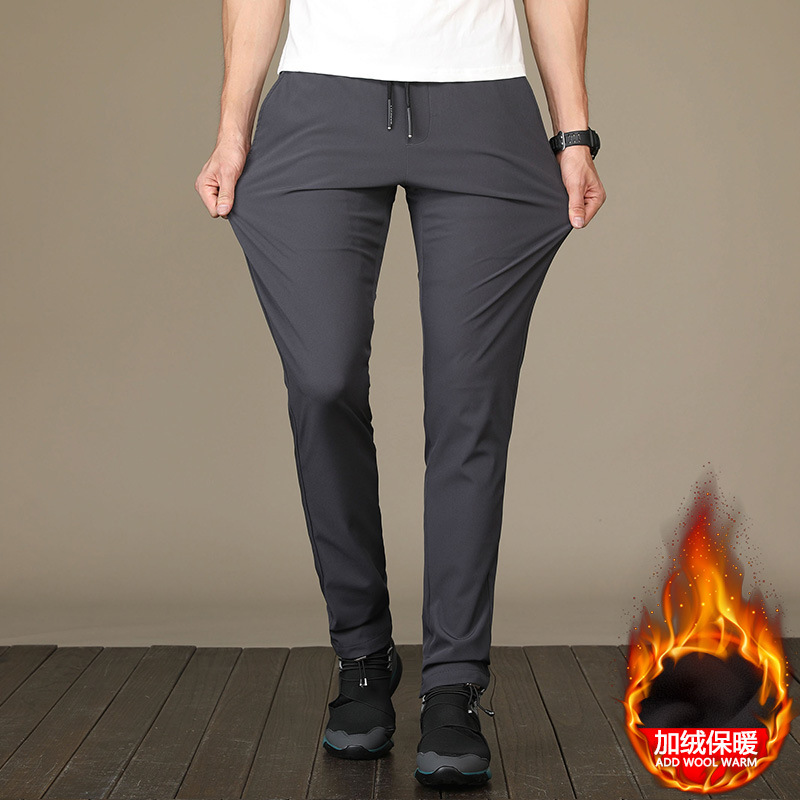 Men's Casual Pants Autumn And Winter Korean Version Of The Trend Plus Fleece Men's Pants Small Feet Pants Young Slim Pants Thick Tide Wholesale Hair Specification drawing