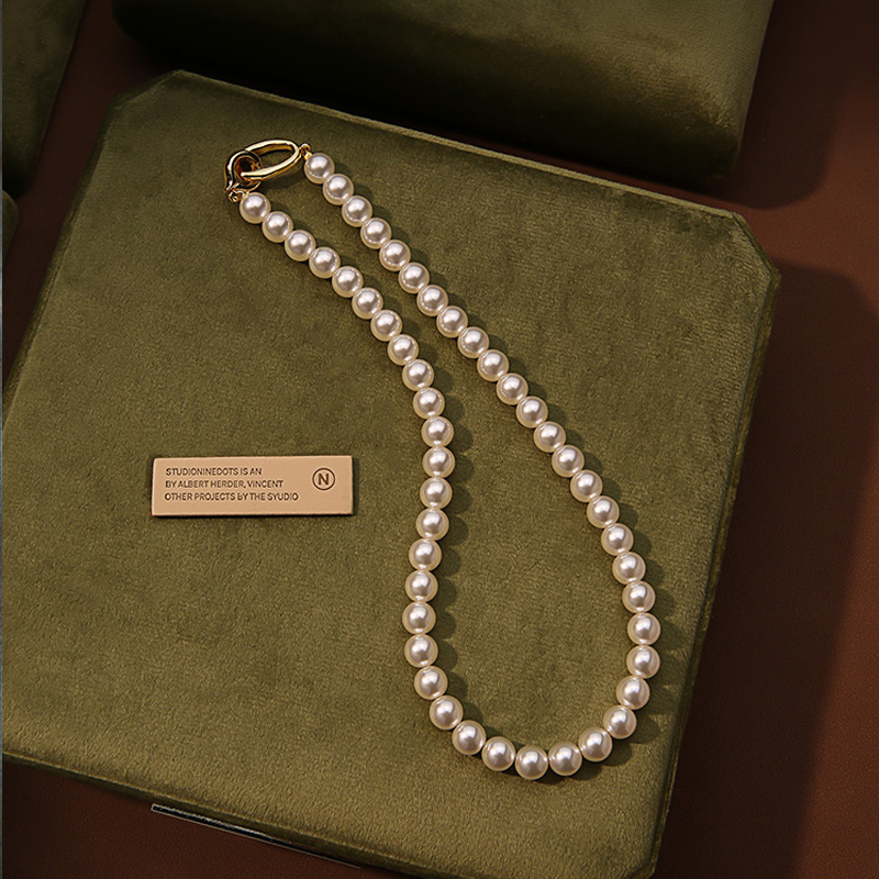 Pearl necklace for women in summer, light luxury, niche and versatile. Collarbone chain, simple yet elegant. Beaded necklace accessory that doesn't fade Specification image