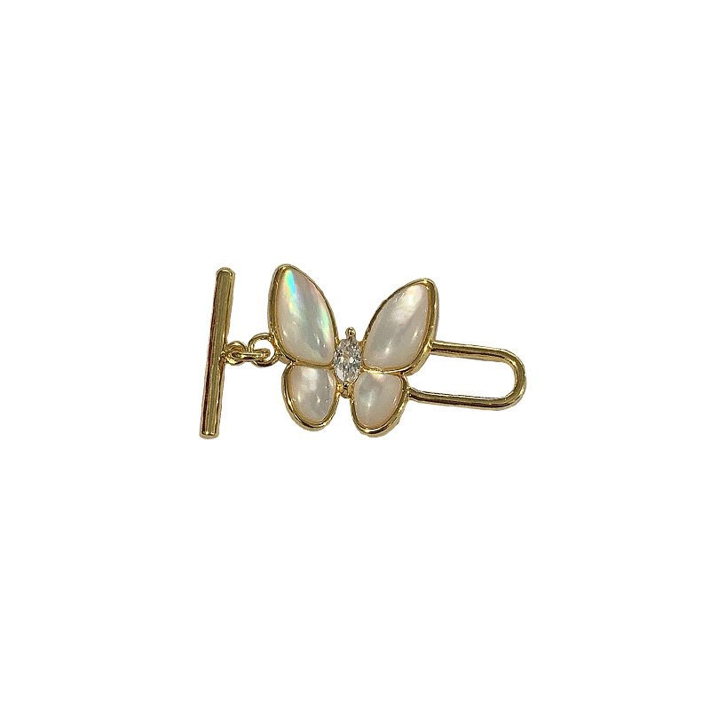 Copper-plated real gold seawater shell butterfly OT clasp stick clasp diy bracelet necklace pearl button clasp accessory Specification image