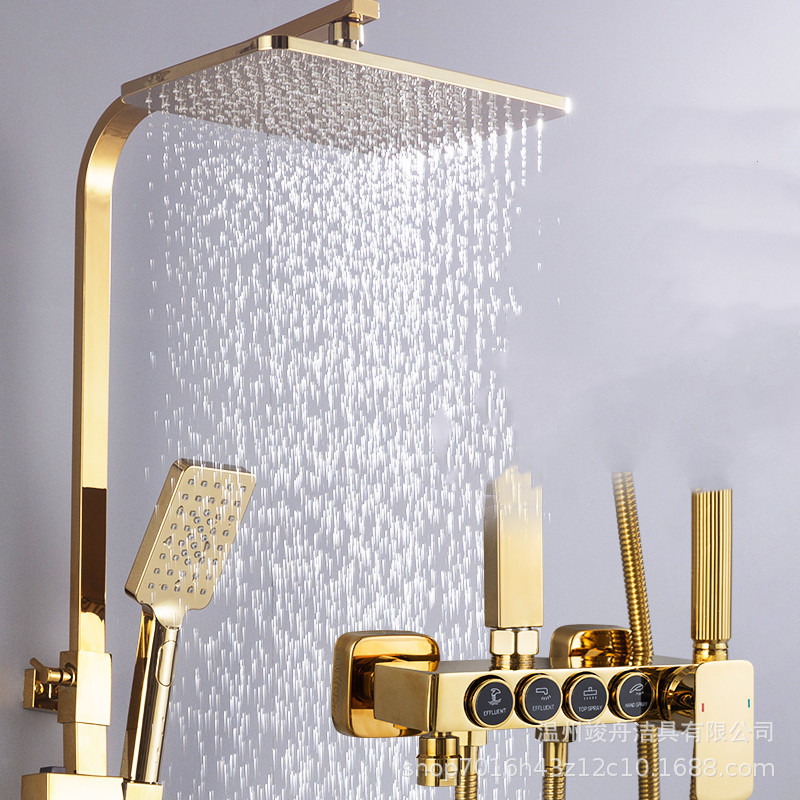 欧式全铜恒温金色淋浴花洒套装沐浴家用浴室淋雨喷头卫生间淋浴器