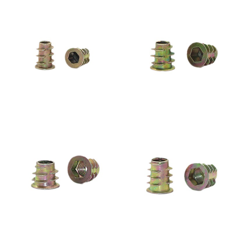 Zinc alloy trapezoidal nuts, furniture nuts with internal and external threads, solid wood embedded nuts, and embedded hardware accessories Item Picture