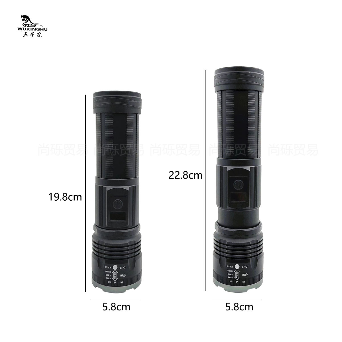 Outdoor long-range aluminum alloy white laser flashlight TYPE-C with charging, zoom, output and digital battery level display details Picture