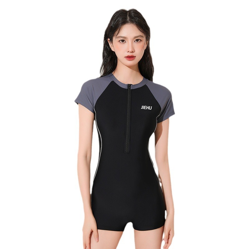 Swimwear Women's Fleshproof Thin Conservative Large Size One-Piece Swimsuit Advanced Sense Swimwear Item Picture