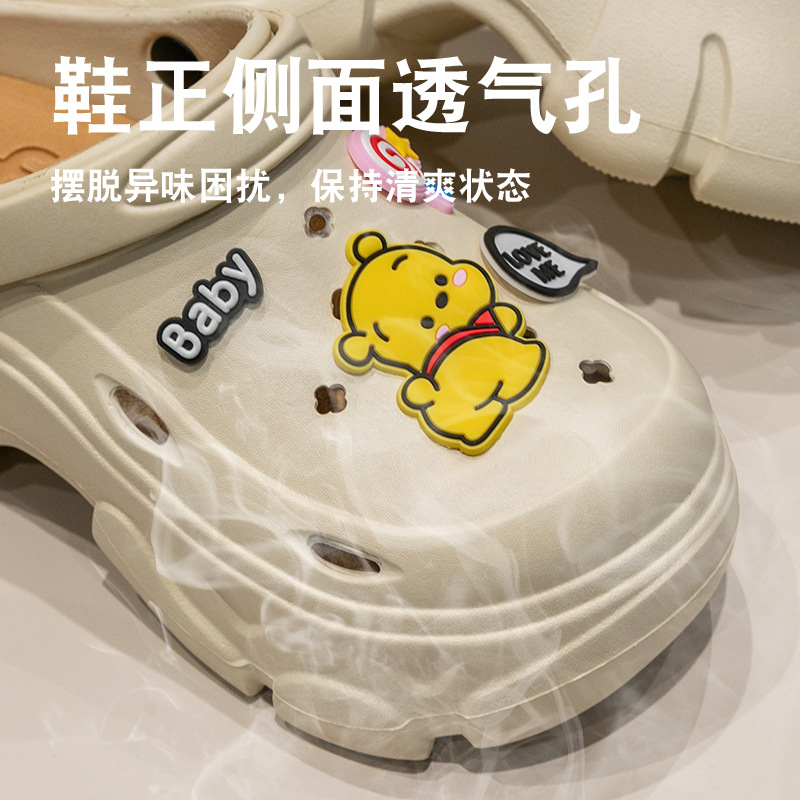Croc Shoes Summer 2024 New Lovely Muffin Thick Bottom Eva Stepping On Poop Feeling Increase Non-Slip Beach Slippers Wholesale Women Specification drawing