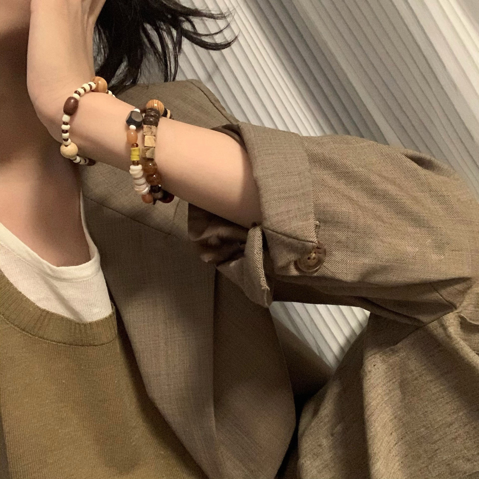 Natural Agate Beaded Bracelet Does Not Fade Women's Summer Bracelet Niche High-End Sense Ceramic Bracelet Bracelet Wholesale